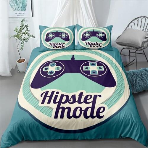 2/3 Pcs Gamer Duvet Cover Set Cartoon Bedding Kids Boys Girls Bed Set Game Quilt Cover Comforter Cover Gamer Bedding Set