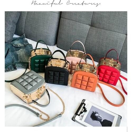 2021 fashion luxury pu leather tote ladies mini crossbody purses women box hand bags handbags with chain