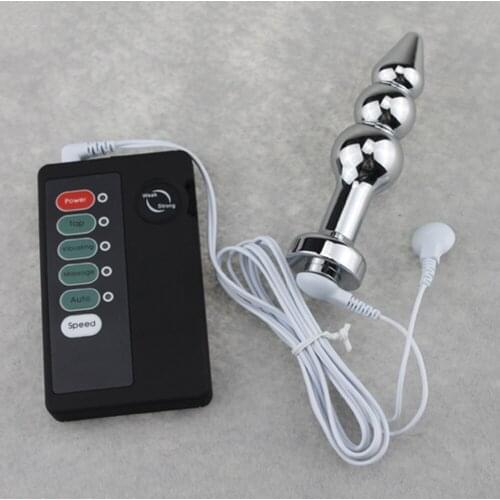 11.5*2.8 Three Sizes Balls Pulse Butt Plug Electric Shock Stainless Metal Anal Plug Sex Toys