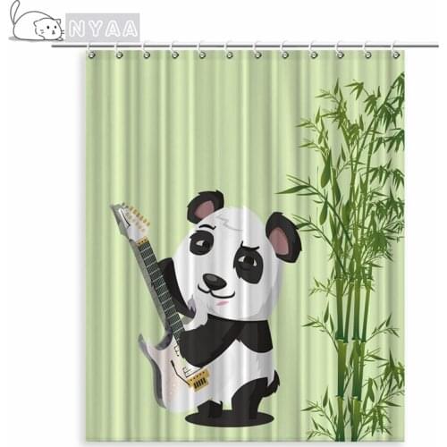 Backdrop Baby Shower Panda Bamboo Curtain For Bath Scenic Bathroom Shower Curtain Eco-Friendly Decorative Curtains Polyester