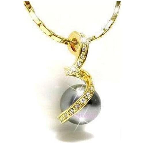 FREE shipping> >>>>Beautiful!10mm gray shell pearl pendant necklace