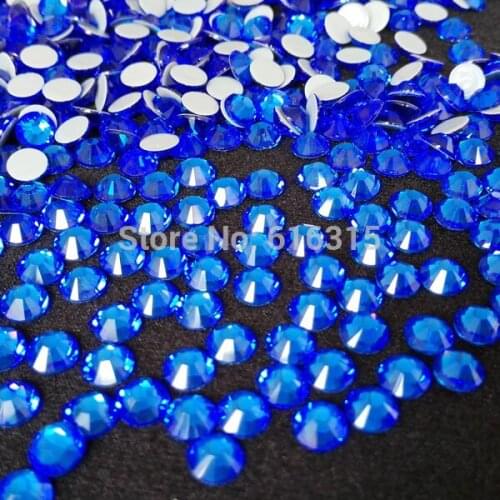 Shiny ss20 5mm Sapphire flatback hot fix rhinestone for car decoration,rhinestone trimming for evening dress wholesale price