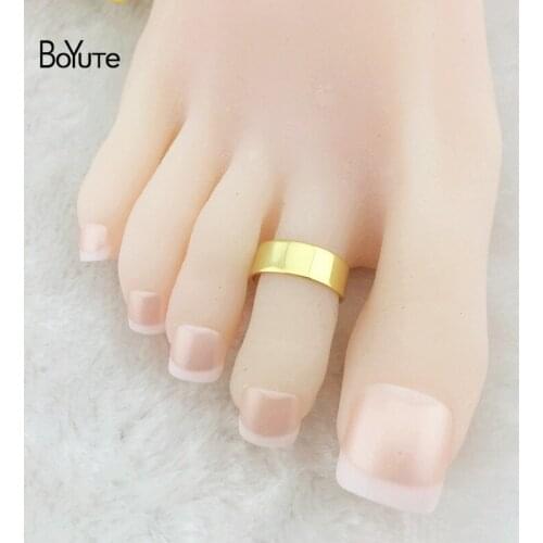 BoYuTe 5Pcs Metal Brass Adjustable Silver Gold Plain Toe Rings Women Body Jewelry