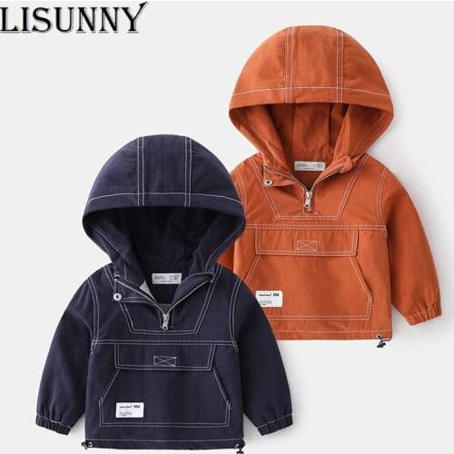 Children Hoodies Coat Fashion 2021 Spring Autumn Baby Boys Hooded Cardigan Kids Zipper Pullover Tops Toddler Jacket Solid 1-6y
