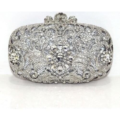 Design Purse Cell Phone Pocket Wallet Handbags Women Evening Bags 3D Flower Rhinestones Small Purses Bridal Shoulder Bag Chain