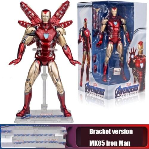 Marvel Avengers Iron Man mk85 with bracket nano weapon generation model movable doll collection model toy