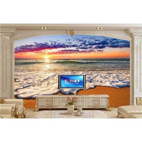 Custom murals,Sunrises and sunsets Coast Sea Foam Nature wallpapers,living room TV background sofa wall bedroom 3d wallpaper