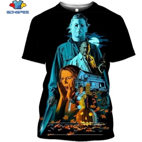 SONSPEE Horror Silent Hill Pennywise Michael Myers Jason Halloween T-Shirt 3d Print Summer Casual Short sleeve Men Women T Shirt