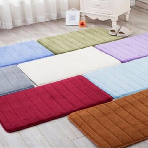 40x60cm Home Coral Fleece Bath Mats Washable Memory Foam Rug Mat Colorful Non-slip Soft Bathroom Carpet Kitchen Floor Decor