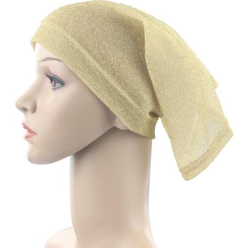 Muslim Women Girls Underscarf Cap Inner Hijab Hats Islamic Headwrap Shimmer Material Soft Stretch Wholesale