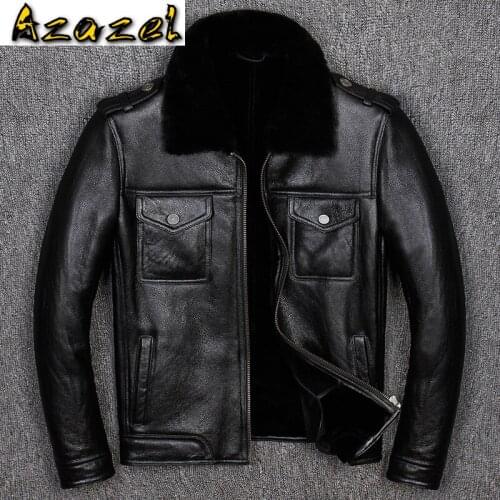 Azazel Genuine Leather Jacket Men Real Fur Coat Winter Sheep Shearling Jacket Man Warm Mens Sheepskin Coat 2020 M806 KJ5149