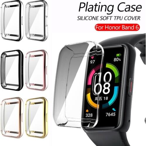 Plating Soft TPU Protective Cover For Huawei Honor Band 6 Case Honer band6 Full Screen Protector Smart Watch Wrist Accessories