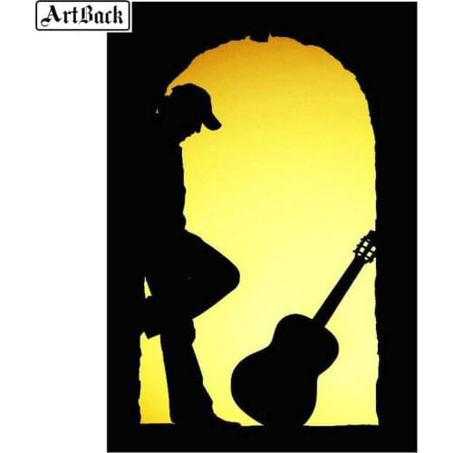 5d diy diamond painting sunset doorman guitar full square drill diamond embroidery set diamond mosaic home decoration