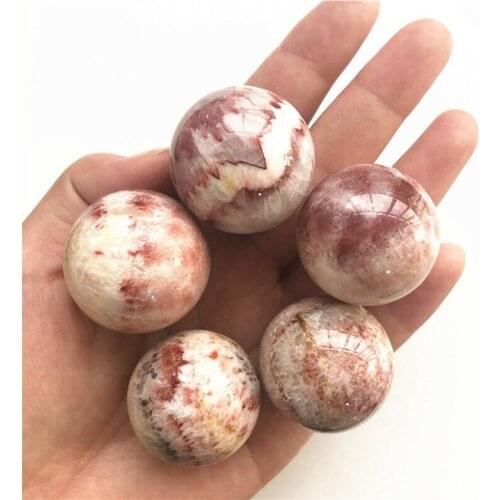 31-33mm Natural Quartz Stone Meat Pork Stone Sphere Ball Bacon Stone Collection Gift Natural Quartz Crystals 1pc