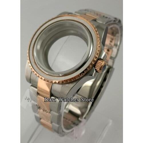 New 40mm Transparent Back Watch Case For NH35 NH35A NH36 Movemnet Sapphire Glass Steel bracelet Without Magnifier Case