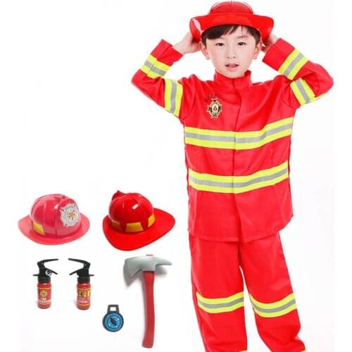New Costumes Role Play Fireman Kids Professional Worker Primary and Secondary school students Hollywood Cosplay