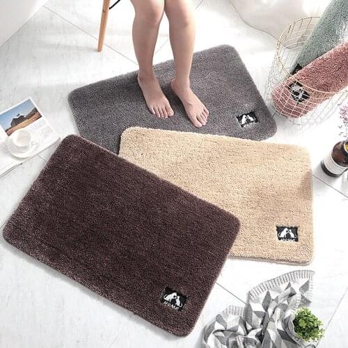 New carpet solid color cake velvet thickening home door mats Bedroom bathroom door mat bathroom water absorbing carpet