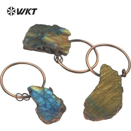 WT-P1680 Wholesale Fashion Antique copper electroplated Labradorite pendant natural irregular slice stone bohemian pendant