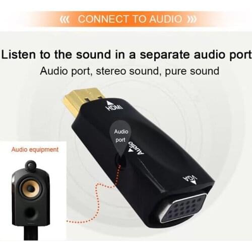 Wholesale 100pcs/lot 4k high clear hdmi 2.0 convert to vga convertor for old pc screen, TV screen, high clear digital TV STB