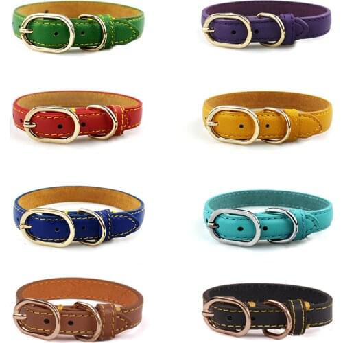 Genuine Leather Dog Collar Personalized Collars For Large Small Dog Pet Solid Collar For Cat Puppy Dog Leash Harness Pet Product