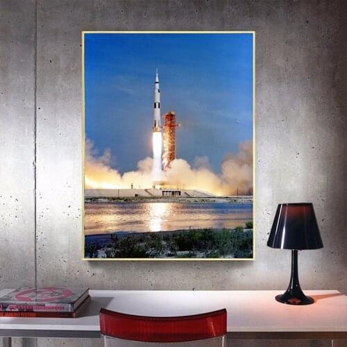 Full Round Drill 5d Diy Diamond Embroidery Space American Rocket Diamond Painting Cross Stitch Rhinestone Mosaic Apollo 11 TY139