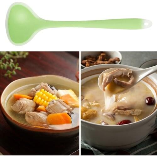 Translucent Silicone Soup Spoon Anti-scald Cold Heat Resistant Kitchen Cooking Utensil