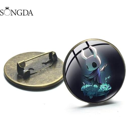 Hollow Knight Metal Pins Badge Galaxy Theme Game Figure Cartoon Pattern Glass Round Brooches Fans Souvenir Gift Wholesale