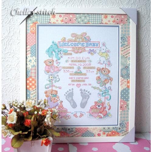 Craft Stitch Cross Stitch Birth Certification Footprint Cotton Fabric Needlework Embroidery Crafts Counted Cross-Stitching Kit