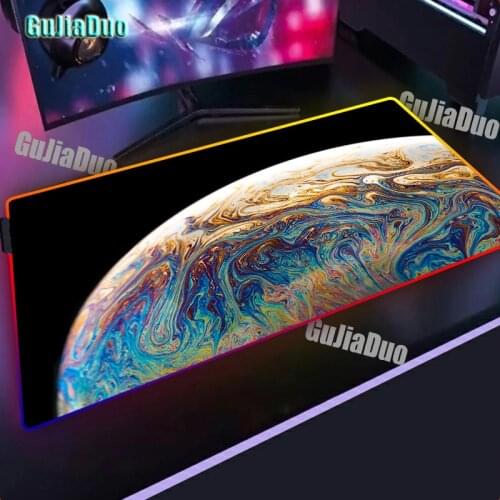 RGB Mouse Pad Gaming Room Accessories Fantasy Moon Picture XXL Large Led Lights Mousepad Gamer Pc Keyboard Desk Mat for LOL/CSGO