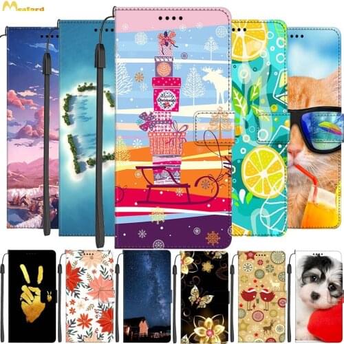 Luxury Flip Leather Case On sFor Oneplus 9 Pro Back Phone Covers For Oneplus 7T One Plus 7 Pro Cases Funda Cute Cats Iron Tower