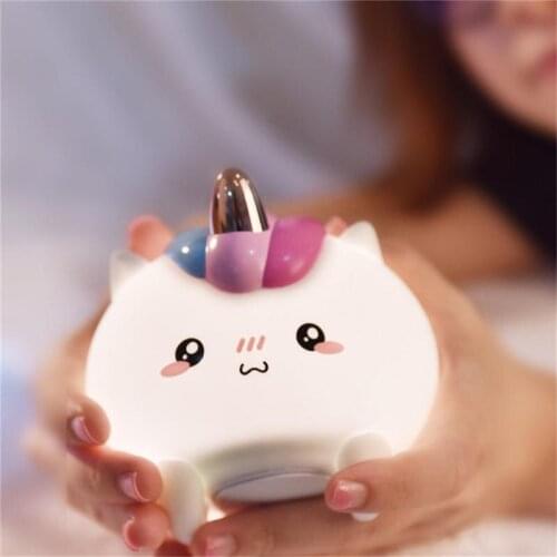 Silicone Cartoon Cute USB Rechargeable Touch Led Mood Night Light Table Lamp For Kids Gift Room Decoration Drop shipping