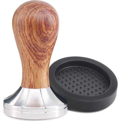 Espresso Tamper,Coffee Tamper Made Of High Stainless Steel And Real Wood Handle,Barista Tamper Including Tamper Mat