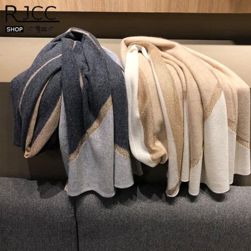 Warm Soft Neck Cashmere Scarf Women Khaki Autumn Winter 100% Cashmere Scarf For women Long luxury Brand Comfortable
