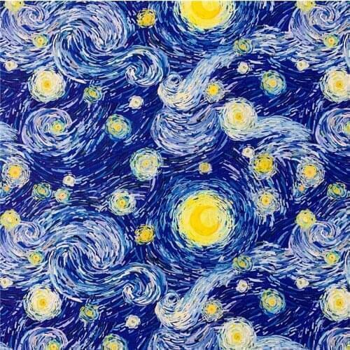 World Famous Oil Painting Spiral Galaxies 100% Cotton Fabric for Boy Clothes Hometextile Cushion Cover Curtain DIY