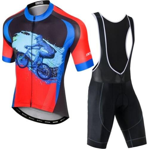 YOCENE Customized Red Style Mens Summer Cycling Bib Bike Suit Customized Logo Breathable Short Sleeve Cycle Wear