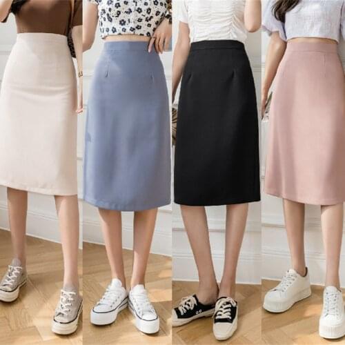 Womens Midi Skirts 2021 Summer New Fashion High Waist Mid-length Skirt Sexy Hip Half-length Skirt for Young Women BSQ357