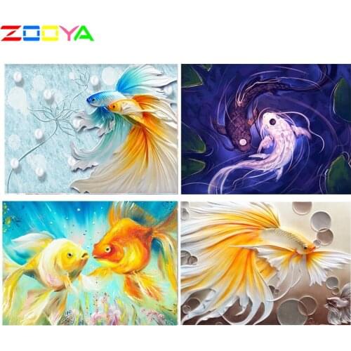 Zooya 5D Diy Full Diamond Animal Diamond Mosaic Fish Cross Embroidery Diamond Painting Home Craft Home Decoration Handmade Sp700