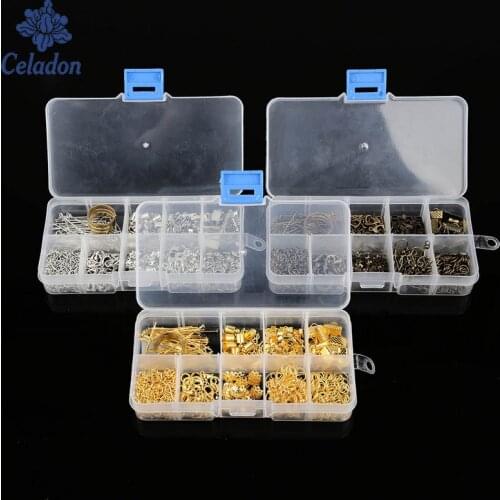 1Box 3Colors Crimp End Clasps Lobster Clasps Jump Rings Extender Chains Ending Droplets for Sew Box Tool