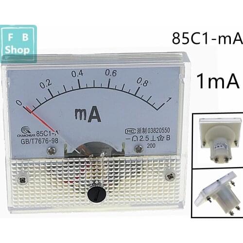 1PCS 85C1-mA 1mA DC pointer ammeter 85C1 series analog AMP meter 64*56 mm size