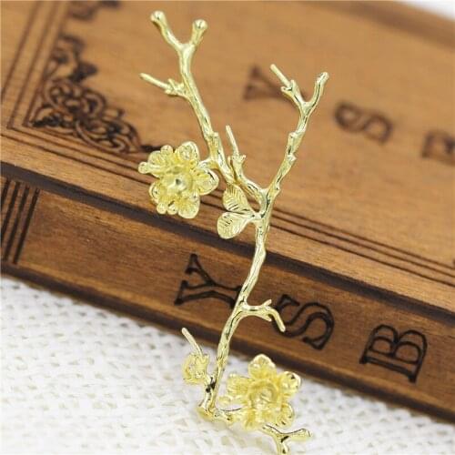100pcs Quality Brass Metal Casted Flower Tree Leaf Branch Pearls Caps Charms DIY Women Bridal Head Wedding Jewelry Accessories