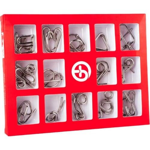 15 in 1 Set IQ Metal Wire Puzzle Mind Magic Brain Teaser Game for Adults Children Christmas Gift
