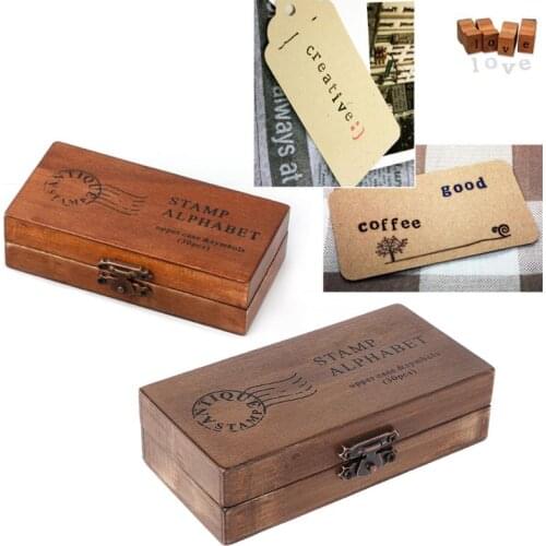 30Pcs Retro Alphabet Letter Uppercase Lowercase Wooden Rubber Stamp Set Craft