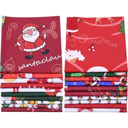 5pcs/lot Wedding Decoration Cotton Fabric Printed Cloth Christmas Patchwork Santa Claus Quilting Fabrics DIY Sewing Accessorie