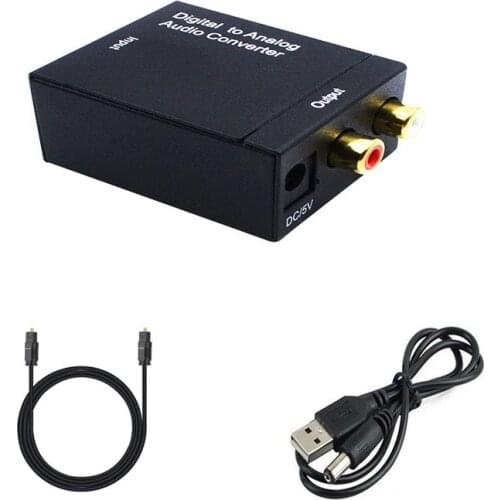 50pcs/lot Digital Optical Coaxial Toslink Signal To Analog Audio Converter Adapter RCA Digital To Analog Audio Converter Adapter