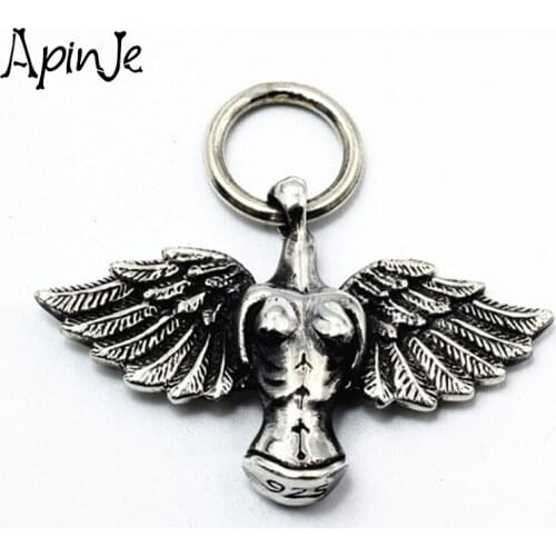 Apinje Real 925 Sterling Silver Wing Pendant For Women Men Hanging Pure Silver Necklace Pendant Myth Thai Silver Jewelry