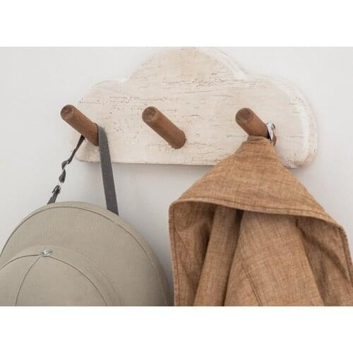 Handicraft Shabby Wooden White Coat Hooks for Wall