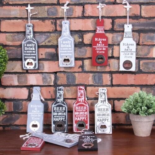 Free shipping 50pcs/sets Restaurant Bar Cafe Home Wall Decoration Vintage Wood handcraft Creative Beer Bottle Opener