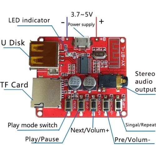 Wireless Bluetooth Receiver Board TF Card USB Decording Stereo Music Transmitter Module K5DB