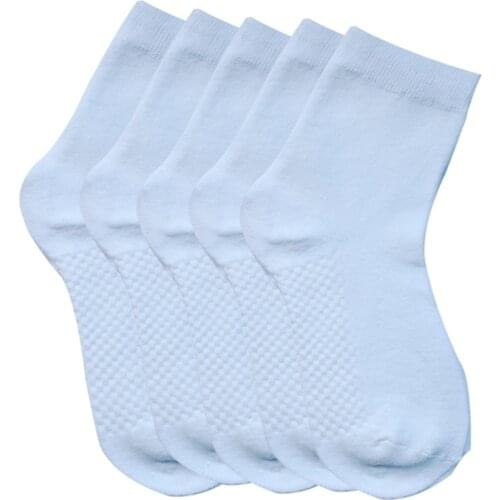 5 pairs kids Socks Spring&Autumn 100% Cotton Prevent Slippery White Colors Children Socks for Girls With Boys Socks 1-9 Year
