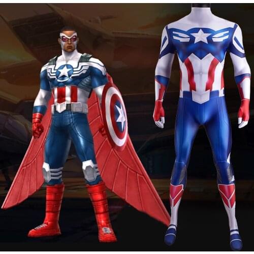 The Falcon and the Winter Soldier Cosplay Costume Lycra Spandex Superhero Zentai Suits Halloween Costume For Adult Kids